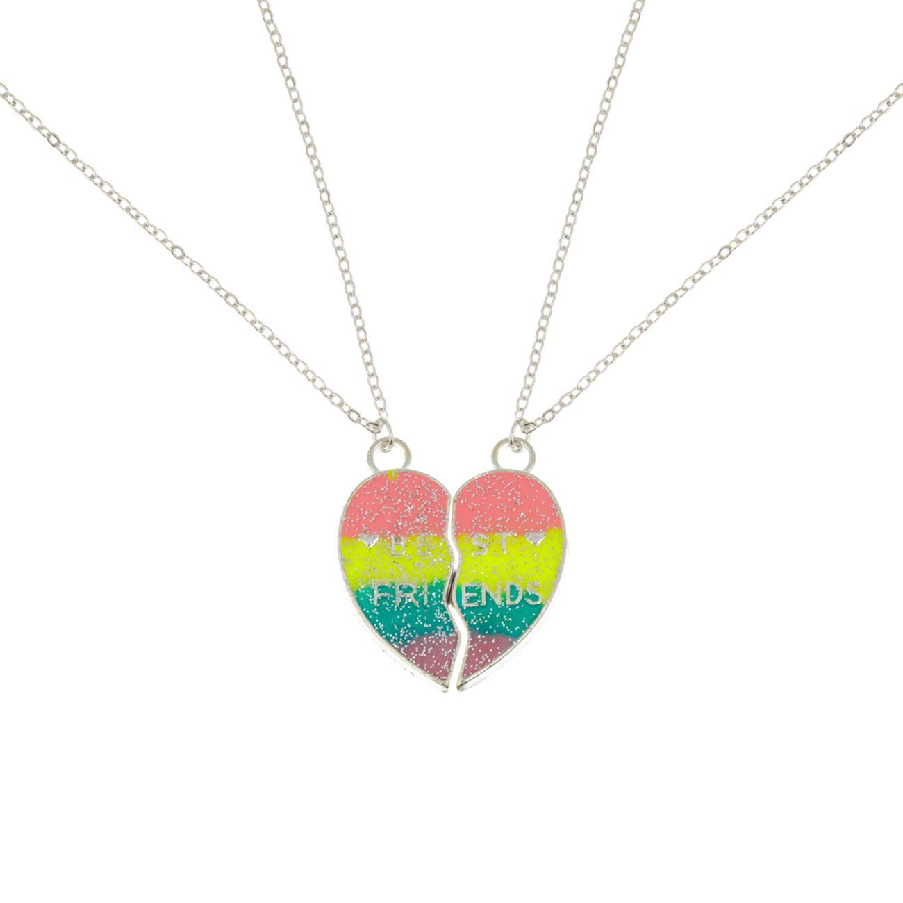 【HIGHSCHOOLDISCO】Glitter Heart Chain Necklace ネックレス Ari Heart Silver Enamel Frame Link and Chain Necklace in