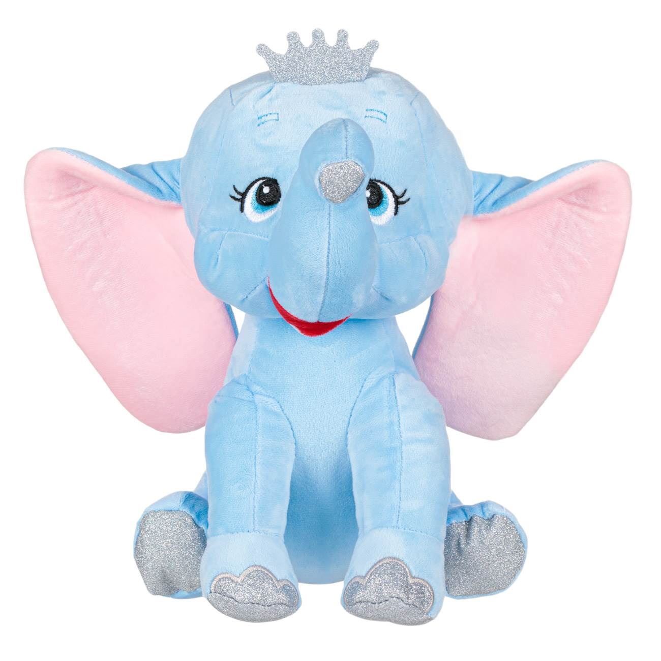 Plush toy elephant blue silver glitter crown 32cm - Jumbo