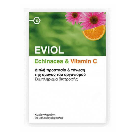 EVIOL Echinacea & Vitamin C Συμπλήρωμα για την Ενίσχυση του Ανοσοποιητικού 30 μαλακές κάψουλες
