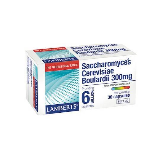 LAMBERTS LAMBERTS Saccharomyces Boulardii 300mg Συμπλήρωμα 6 δις Προβιοτικών Ιδανικό για Άτομα που Ταξιδεύουν Συχνά 30caps