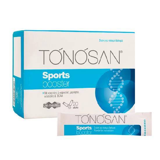 UNI-PHARMA UNI-PHARMA Tonosan Sports Συμπλήρωμα Διατροφής Για Υψηλές Απαιτήσεις & Καταπόνηση Του Σώματος 20 Φακελίσκοι