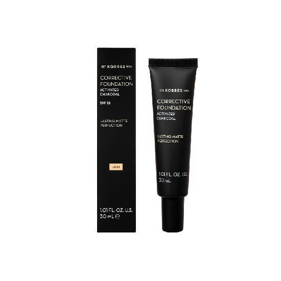 KORRES ACTIVATED CHARCOAL Corrective Foundation ACF1 SPF15 30ml