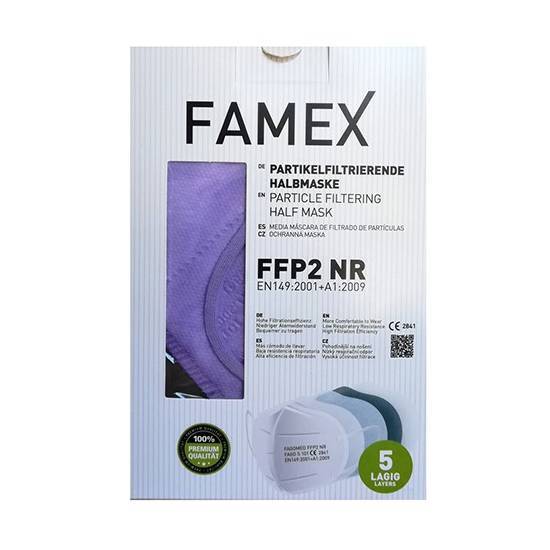 FAMEX Μάσκα Προστασίας FFP2 Υψηλής Προστασίας Μωβ 10τεμάχια