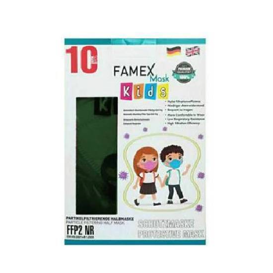 Famex Παιδική Μάσκα FFP2 Υψηλής Προστασίας Green 10τεμάχια