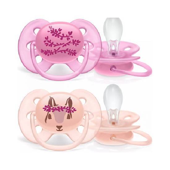 Philips Avent Πιπίλα Ultra Soft Ροζ 6-18m SCF223/04 2τεμάχια
