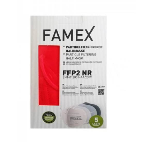 Famex Μάσκα Προστασίας FFP2 Υψηλής Προστασίας Κόκκινο 10τεμάχια