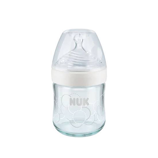 NUK Nature Sense Μπιμπερό Γυάλινο με Θηλή Σιλικόνης Μέγεθος S 0-6m 120ml – Ασπρο