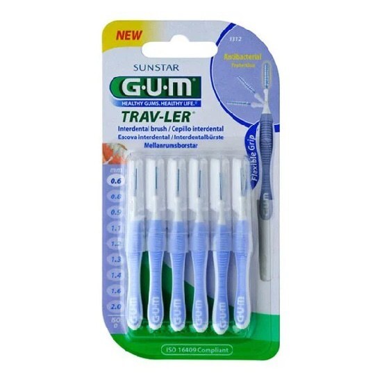GUM GUM 1312 Trav-ler Interdental Brush Μεσοδόντια Βουρτσάκια 0.6mm Λιλά 6 Τεμάχια