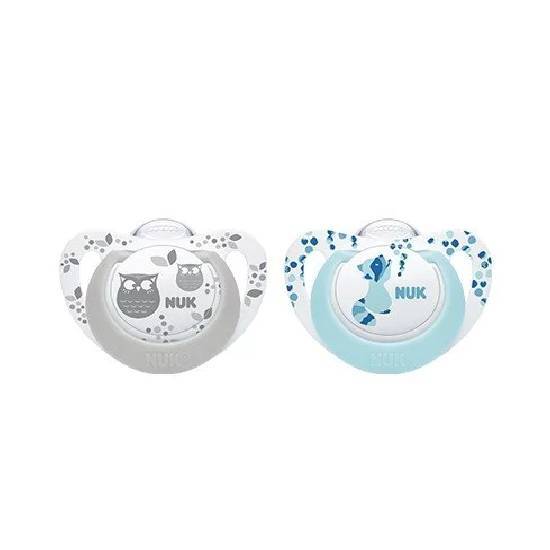 NUK Genius Ορθοδοντική Πιπίλα Σιλικόνης 0-6m 2 τεμάχια – Γαλάζιο-Γκρι