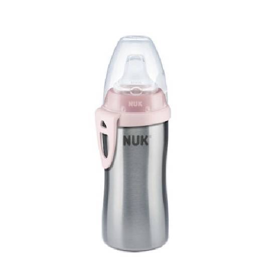 NUK NUK Παγουράκι Active Cup Ανοξείδωτο με Στόμιο 12m+ 215ml - Ροζ