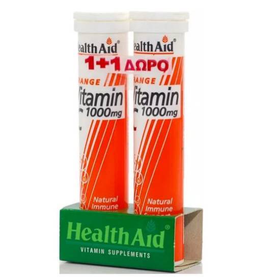 HEALTH AID HEALTH AID Vitamin C 1000mg Πορτοκάλι 2 x 20 Αναβράζοντα Δισκία