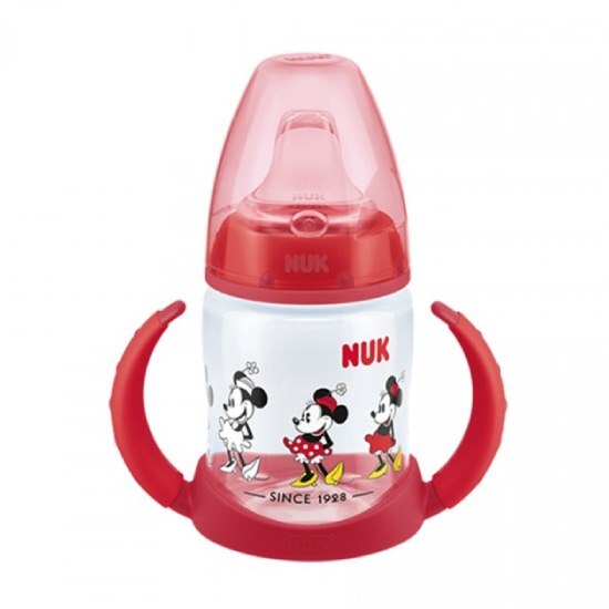 NUK NUK First Choice Disney Mickey Μπιμπερό Εκπαίδευσης Με Στόμιο Σιλικόνης & 2 Λαβές 150ml - Κόκκινο