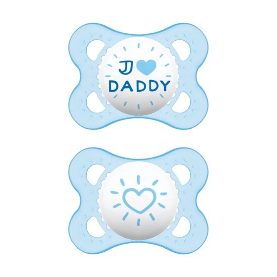 MAM ΠΙΠΙΛΑ Ι LOVE MUMMY&DADDY ΣΙΛΙΚΟΝΗ 2-6 ΜΗΝΩΝ 2 τεμάχια – Γαλάζιο Daddy