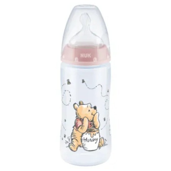 NUK Winnie The Pooh First Choice Plus Μπιμπερό PP με Θηλή Σιλικόνης Μεγέθους 1 0-6m 300ml – Ροζ