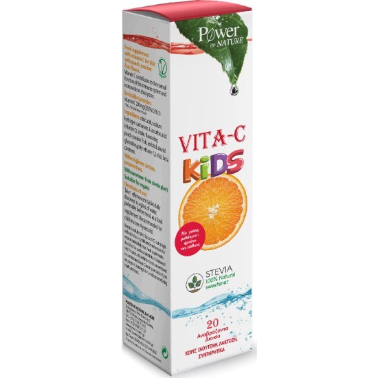 POWER HEALTH POWER HEALTH Vita-C Kids Stevia Ροδάκινο & Φρούτο Του Πάθους 20 Αναβράζοντα Δισκία