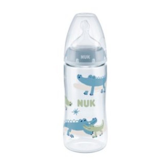 NUK NUK First Choice Plus Μπιμπερό Πλαστικό με Θηλή Λάτεξ με Δείκτη Ελέγχου Θερμοκρασίας 0-6m 300ml - Θαλασσί