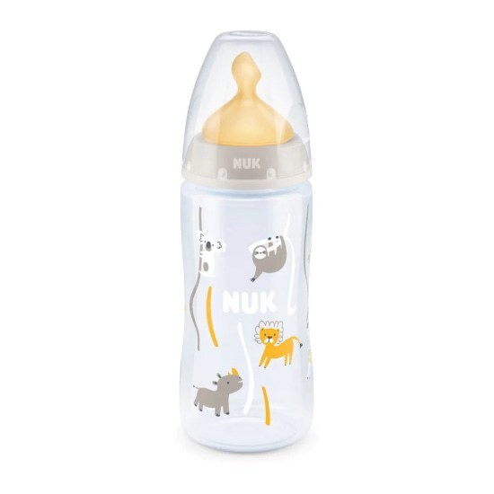 NUK NUK First Choice Plus Μπιμπερό Πλαστικό με Θηλή Λάτεξ με Δείκτη Ελέγχου Θερμοκρασίας 0-6m 300ml - Γκρι