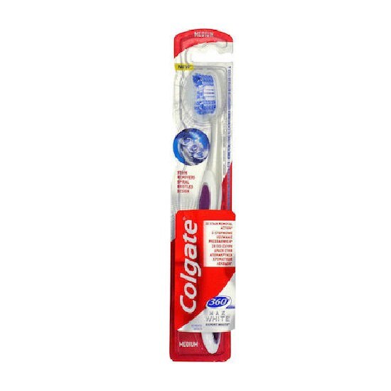 COLGATE 360 Max White One Οδοντόβουρτσα Medium 1 Τεμάχιο – ασπρο-μωβ