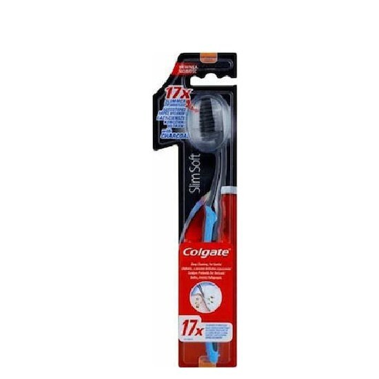 COLGATE Slim Soft ULTRA Οδοντόβουρτσα με Ξυλάνθρακα 1 τεμάχιο – Μαυρο-Μπλε
