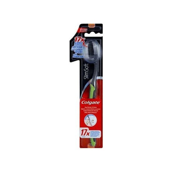 COLGATE COLGATE Slim Soft ULTRA Οδοντόβουρτσα με Ξυλάνθρακα 1 τεμάχιο - Μαυρο-Πρασινο