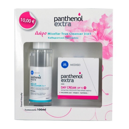 PANTHENOL MEDISEI Panthenol Extra Promo Ενυδατική Κρέμα Ημέρας SPF15 50ml & ΔΩΡΟ Panthenol Extra 3 in 1 Λοσιόν Προσώπου & Ματιών 100ml