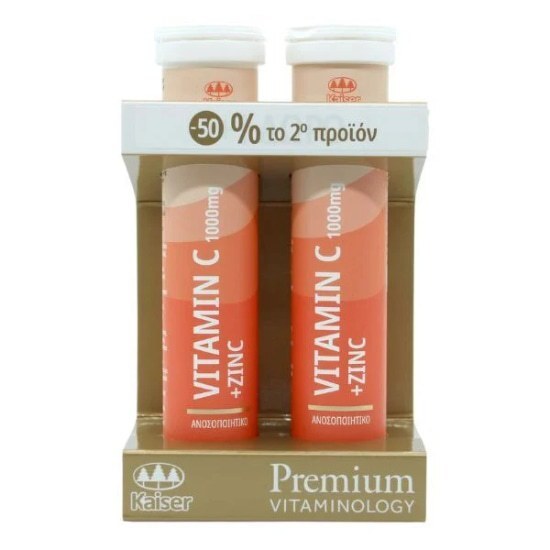KAISER Premium Vitaminology Vitamin C 1000mg + Zinc 2×20 Αναβράζοντα Δισκία