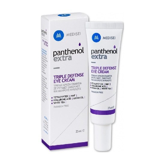 PANTHENOL EXTRA Triple Defense 24ωρη Κρέμα Ματιών με Υαλουρονικό Οξύ για Ενυδάτωση, Αντιγήρανση & Μαύρους Κύκλους 25ml