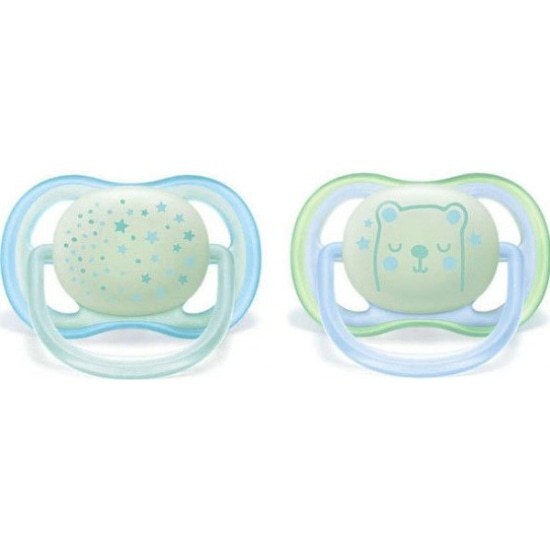 PHILIPS Avent Ορθοδοντική Πιπίλα Σιλικόνης Νυκτός 0-6m SCF176/18 2 τεμάχια – Γαλάζιο