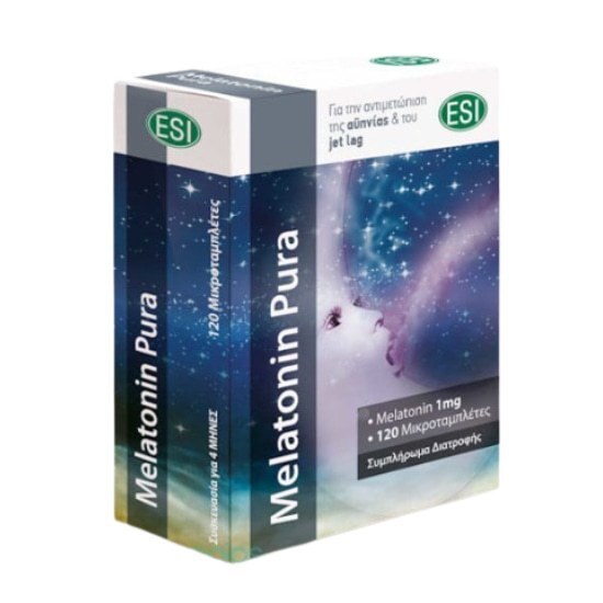 ESI Melatonin Pura 1mg Συμπλήρωμα Διατροφής για την Αντιμετώπιση της Αϋπνίας & του Jet Lag 120microtabs
