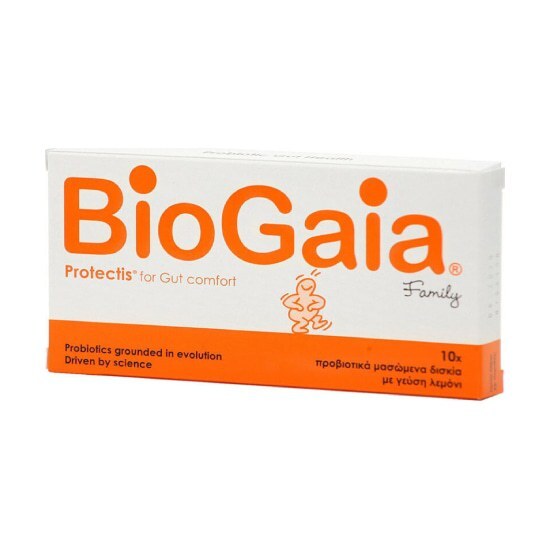 BIOGAIA ProTectis Family Tabs Προβιοτικά για Ενήλικες και Παιδιά Λεμόνι 10 μασώμενες ταμπλέτες