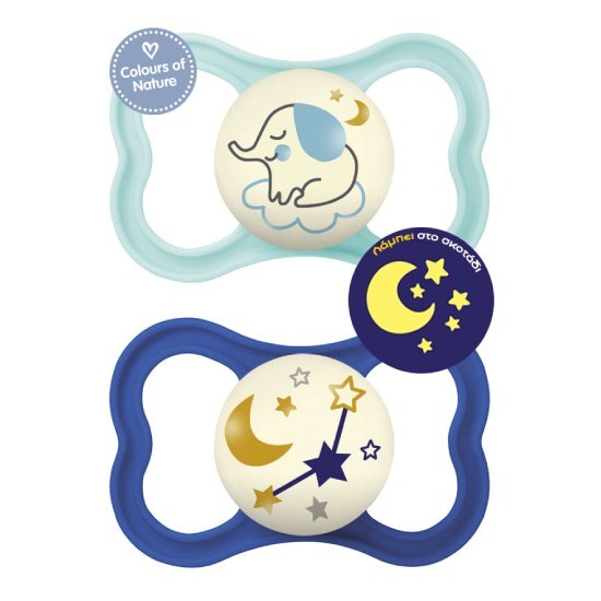 MAM Air Night Πιπίλα Νύχτας με Θηλή από Σιλικόνη 6m+ 2 τεμ – Μπλε- Βεραμάν