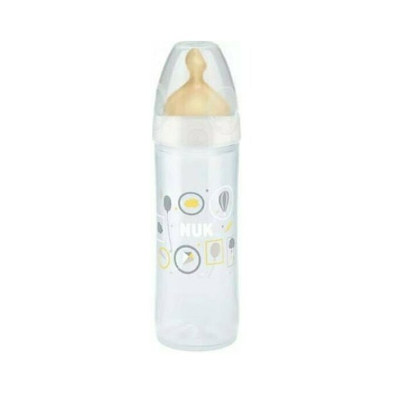 NUK New Classic Πλαστικό Μπιμπερό με Θηλή Καουτσούκ 6m+ με Θηλή 250 ml – Ασπρο