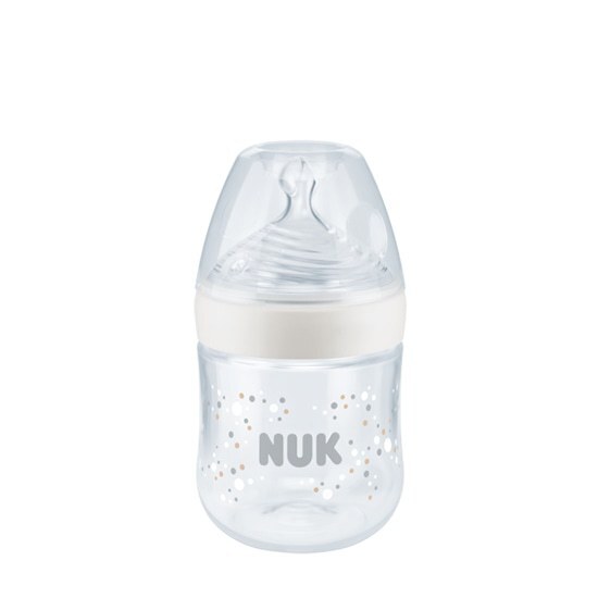 NUK Nature Sense Πλαστικό Μπιμπερό με Θηλή Σιλικόνης Μέγεθος S Temperature Control 0-6 μηνών 150ML – Ασπρο