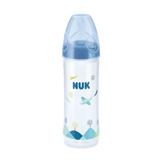 NUK New Classic Πλαστικό Μπιμπερό με Θηλή Καουτσούκ 6m+ με Θηλή 250 ml – Μπλε