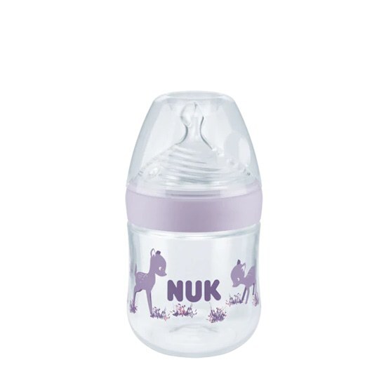 NUK Nature Sense Πλαστικό Μπιμπερό με Θηλή Σιλικόνης Μέγεθος S Temperature Control 0-6 μηνών 150ML – Μωβ