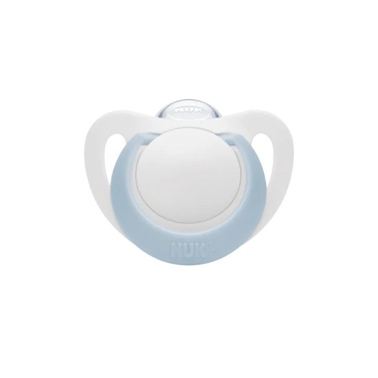 NUK Star Ορθοδοντική Πιπίλα Καουτσούκ με Θήκη 0-6m 1 Τεμάχιο – Γαλάζιο-Άσπρο