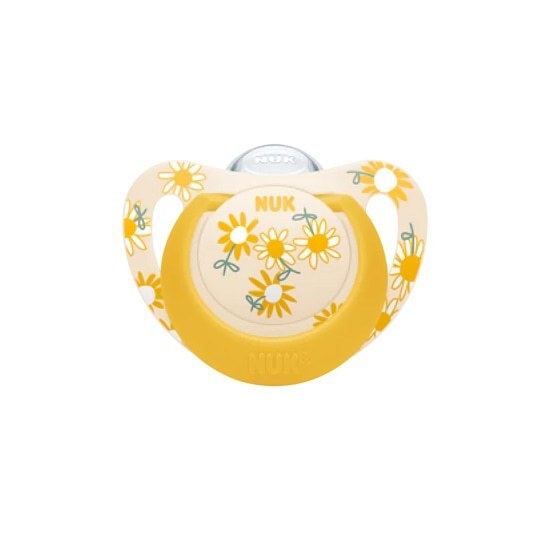 NUK Star Ορθοδοντική Πιπίλα Καουτσούκ με Θήκη 6-18m 1 Τεμάχιο – Κίτρινο