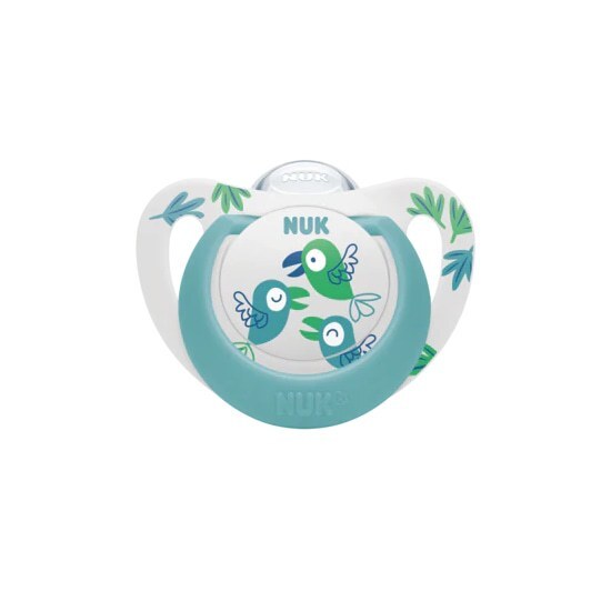 NUK Star Ορθοδοντική Πιπίλα Καουτσούκ με Θήκη 6-18m 1 Τεμάχιο – Γαλάζιο-Άσπρο