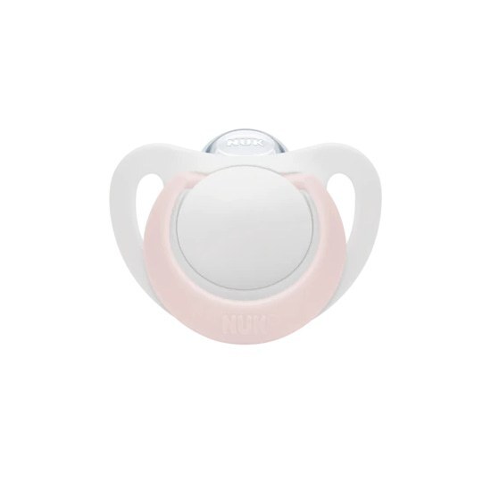 NUK Star Ορθοδοντική Πιπίλα Καουτσούκ με Θήκη 0-6m 1 Τεμάχιο – Ροζ-Άσπρο