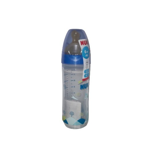 NUK New Classic Πλαστικό Μπιμπερό με Θηλή Καουτσούκ 6m+ με Θηλή 250 ml – Μπλε