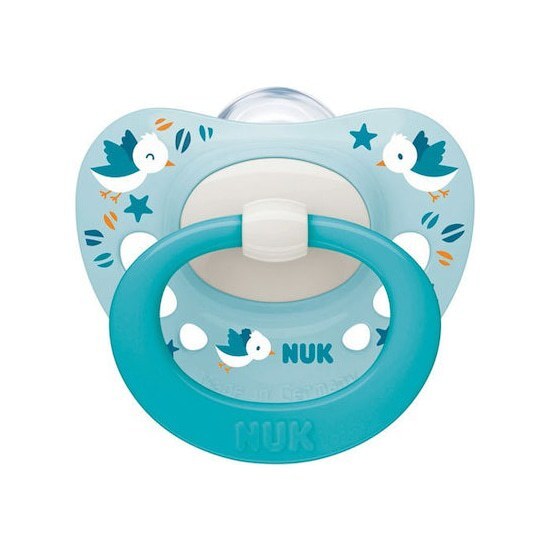 NUK Signature Ορθοδοντική Πιπίλα Σιλικόνης 0-6m με θήκη 1 τεμάχιο – Γαλάζιο