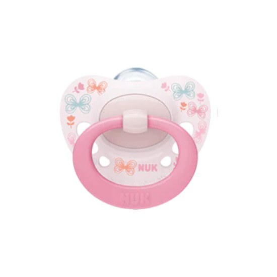 NUK Signature Ορθοδοντική Πιπίλα Σιλικόνης 0-6m με θήκη 1 τεμάχιο – Ροζ