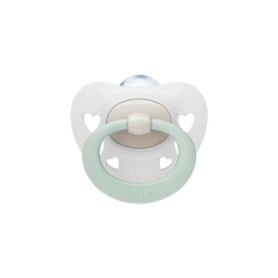 NUK Signature Ορθοδοντική Πιπίλα Σιλικόνης 0-6m με θήκη 1 τεμάχιο – ασπρο-πρασινο
