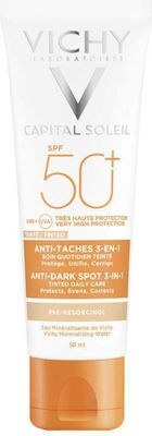 VICHY VICHY Capital Soleil Anti-Dark Spot 3in1 SPF 50+ Αντηλιακή Κρέμα Προσώπου με Χρώμα για Πανάδες 50ml