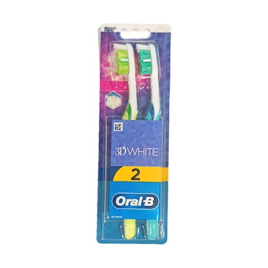 ORAL-B ORAL-B 3D White Duo Medium Toothbrush Λαχανί-Μπλε 2τεμάχια