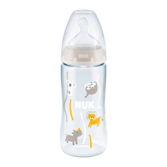 NUK NUK First Choice Plus Πλαστικό Μπιμπερό Flow Control 6-18m με Θηλή Σιλικόνης 300ml - Γκρι