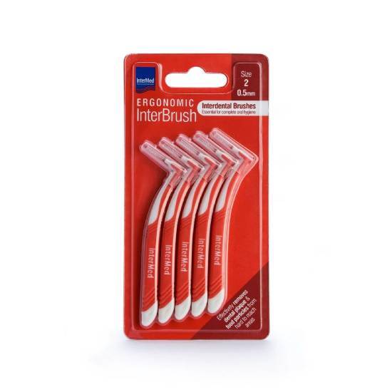 INTERMED INTERMED Ergonomic Μεσοδόντια Βουρτσάκια Με Λαβή 0.5mm Κόκκινα 4 τεμάχια