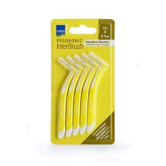 INTERMED INTERMED Ergonomic Interbrush Μεσοδόντια Βουρτσάκια Κίτρινα 0.7mm Μέγεθος 4 5 Τεμάχια