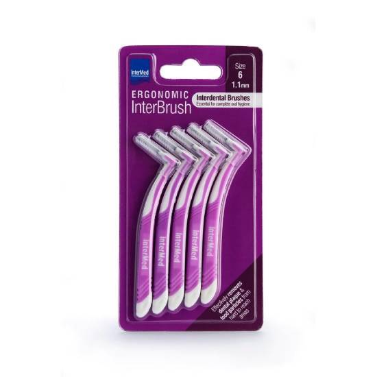INTERMED INTERMED Ergonomic InterBrush Μεσοδόντια Βουρτσάκια Μωβ 1.1mm Μέγεθος 6 5 τεμάχια