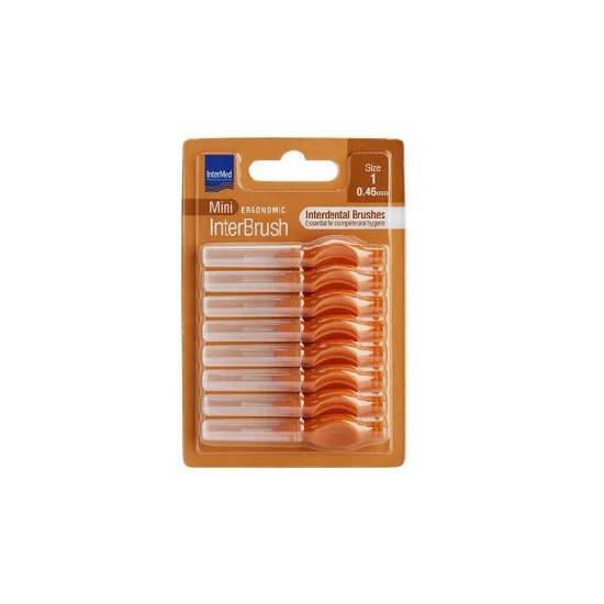 INTERMED INTERMED Mini Ergonomic InterBrush Μεσοδόντια Βουρτσάκια Πορτοκαλί 0.45mm Μέγεθος 1 8 τεμάχια